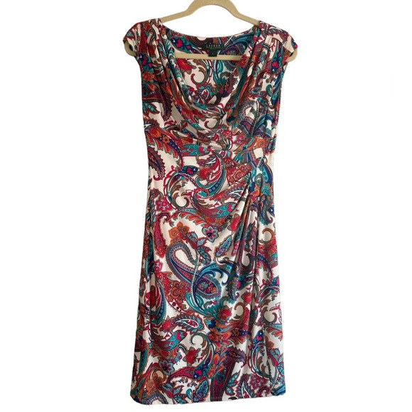Lauren Ralph Lauren Dresses & Skirts - RALPH LAUREN PAISLEY DRAPE NECK DRESS